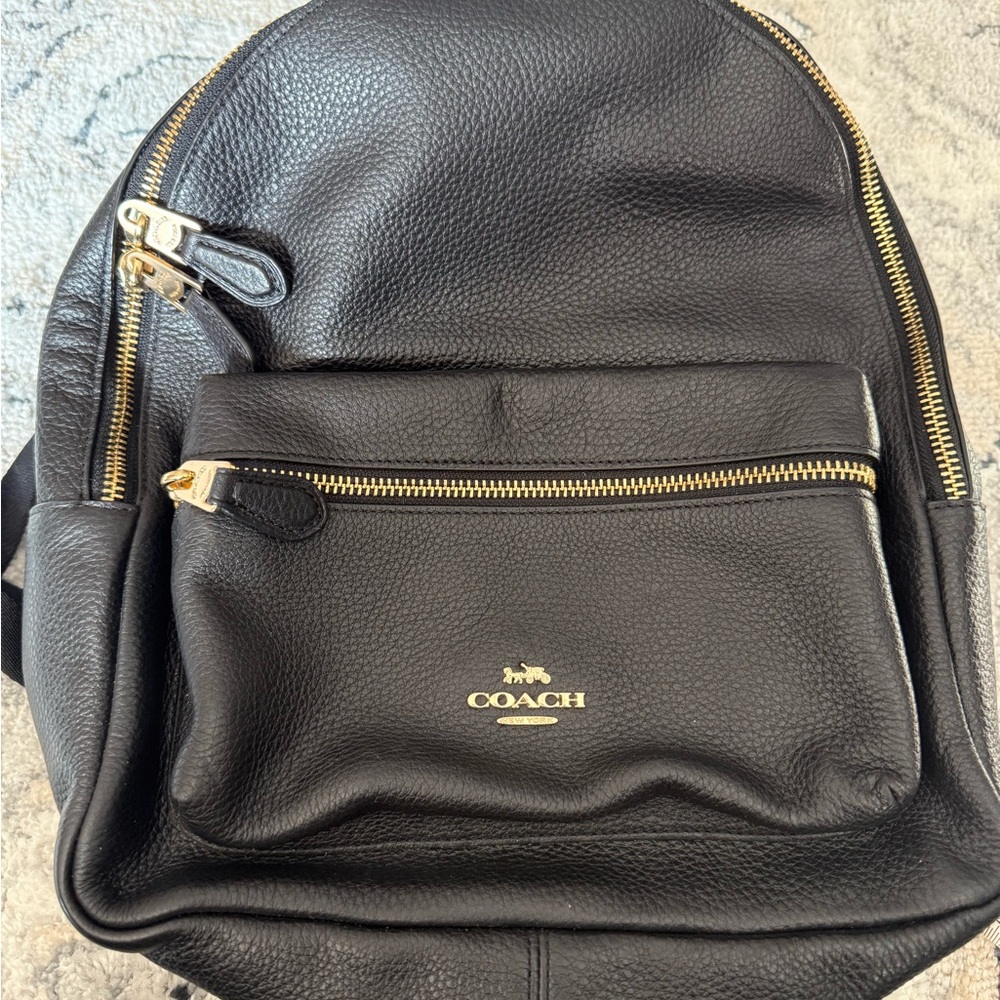Coach Black Leather Backpack